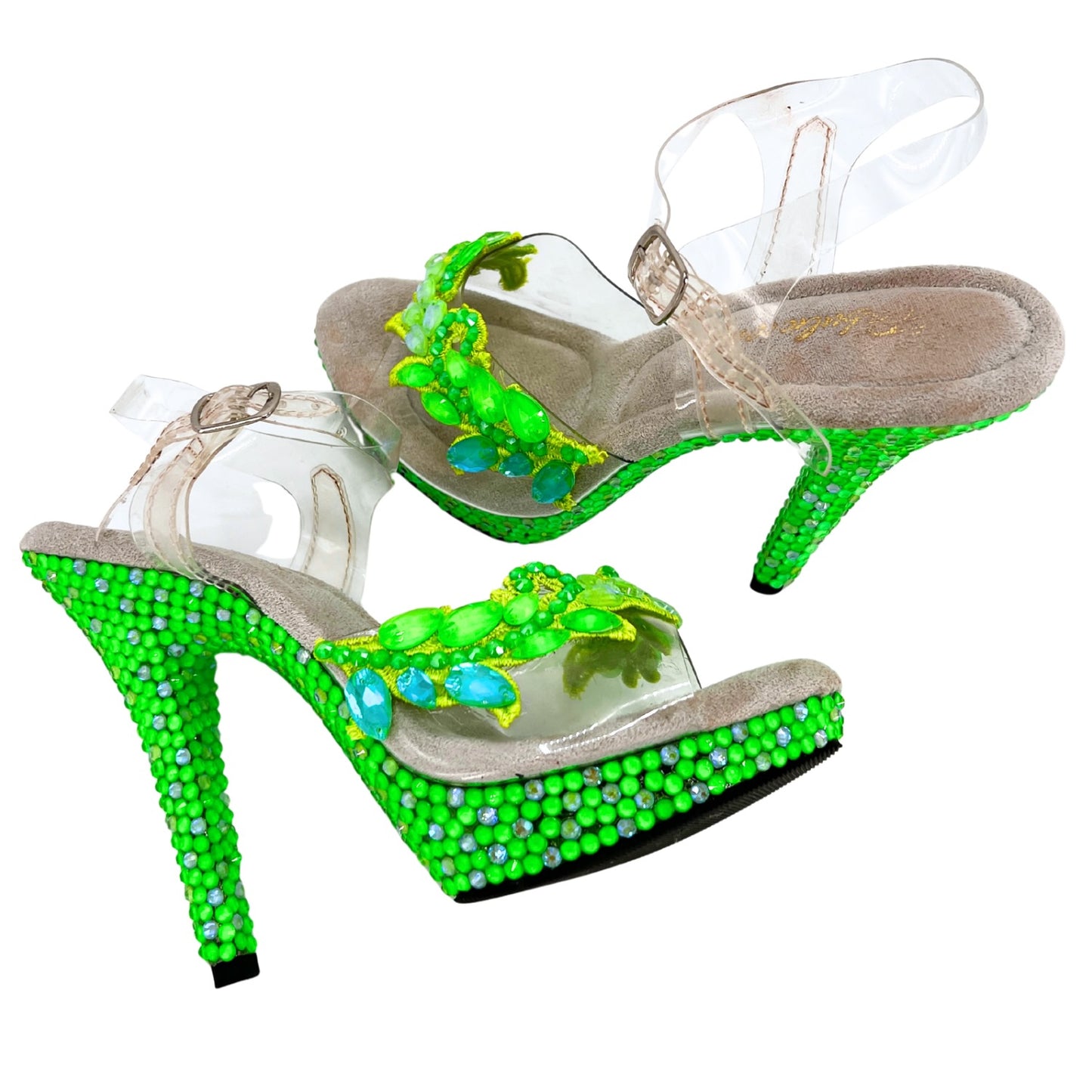 Embellished Heels - Size 8 - Neon Green