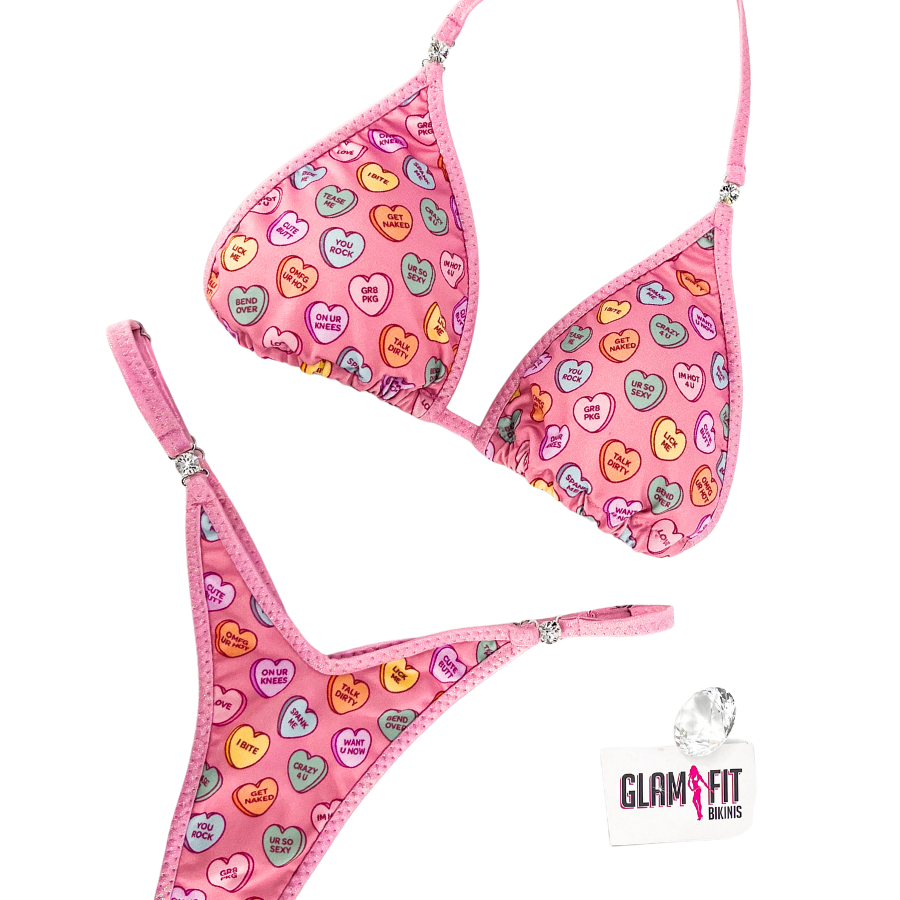 Naughty Pink Candy Hearts Posing Bikini