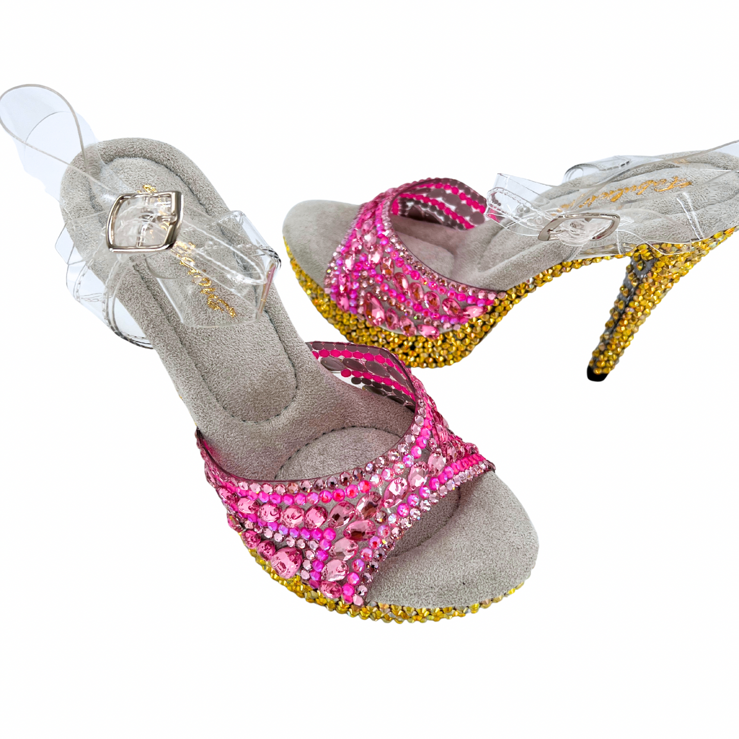 Embellished Heels - Size 8 - Pink and Gold