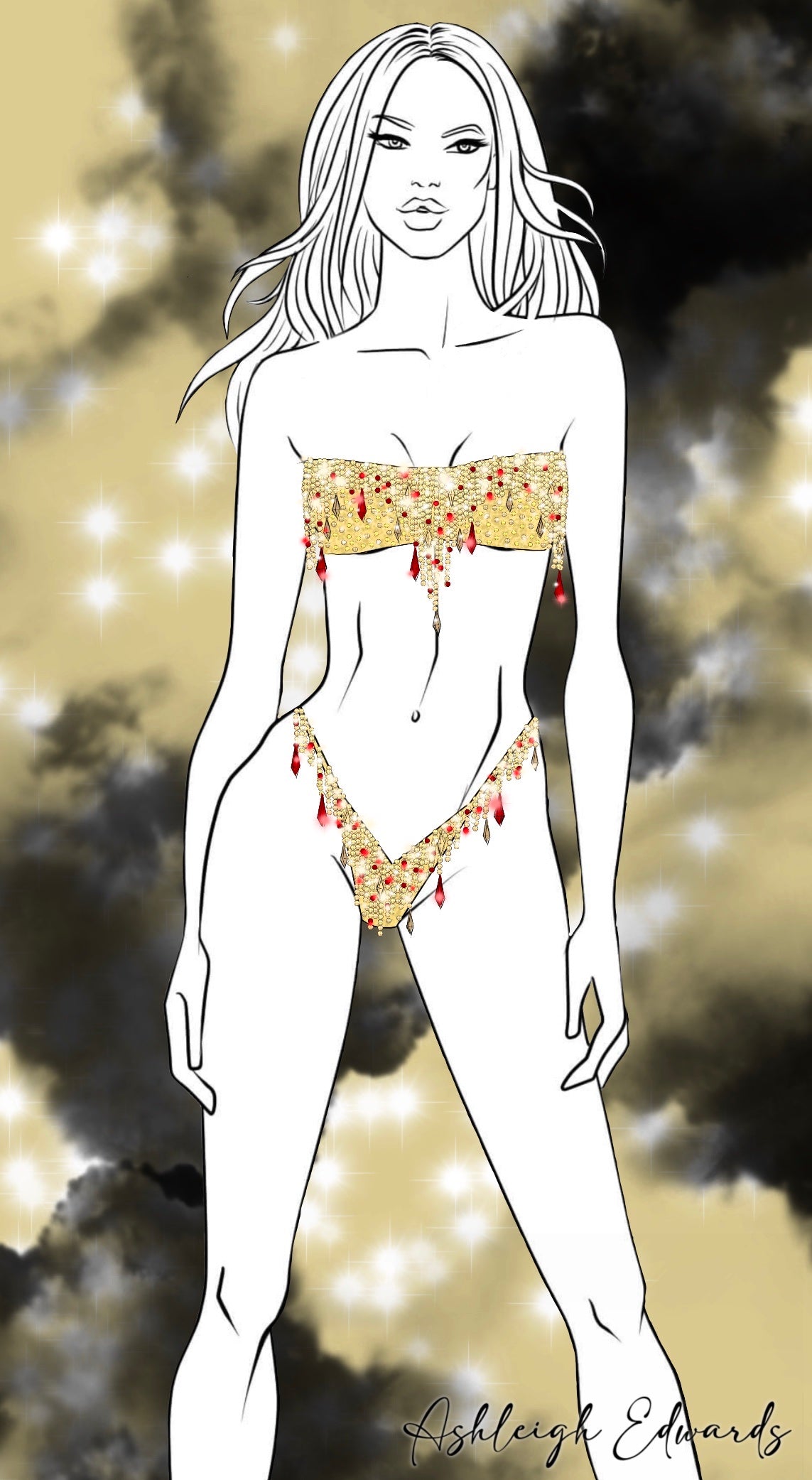 Couture Design - Golden Crimson