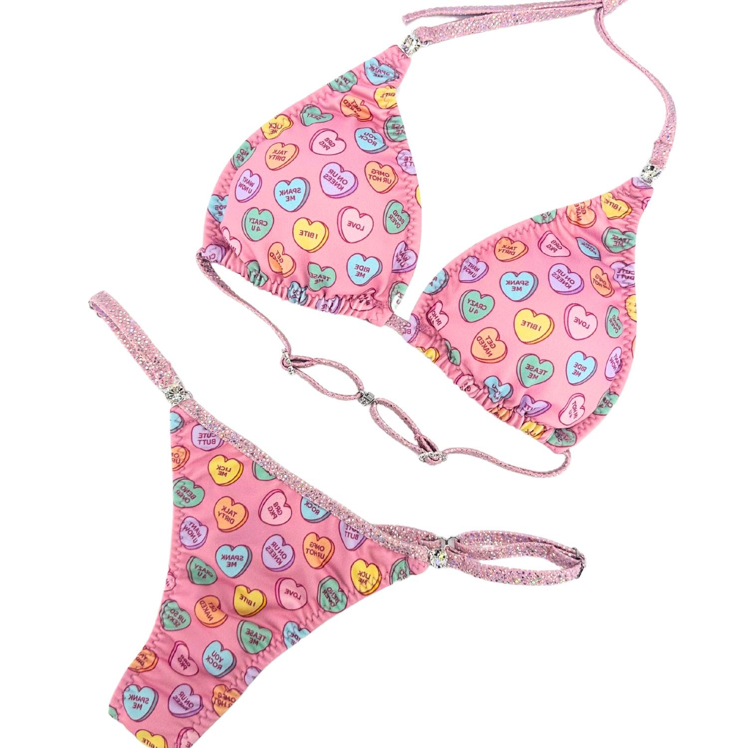 Naughty Pink Candy Hearts Posing Bikini Glamfit Bikinis