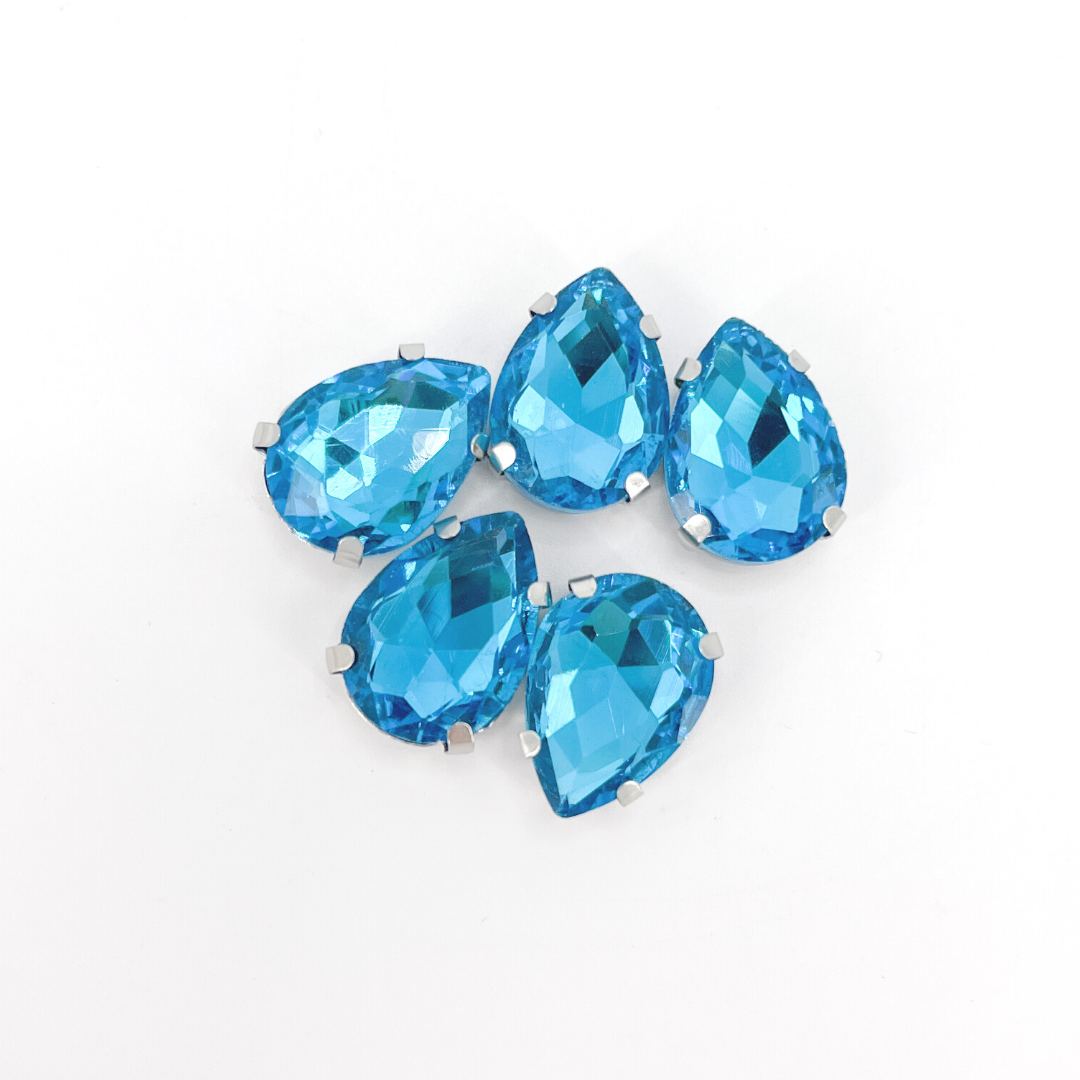 Glass Claw Teardrop - AQUAMARINE