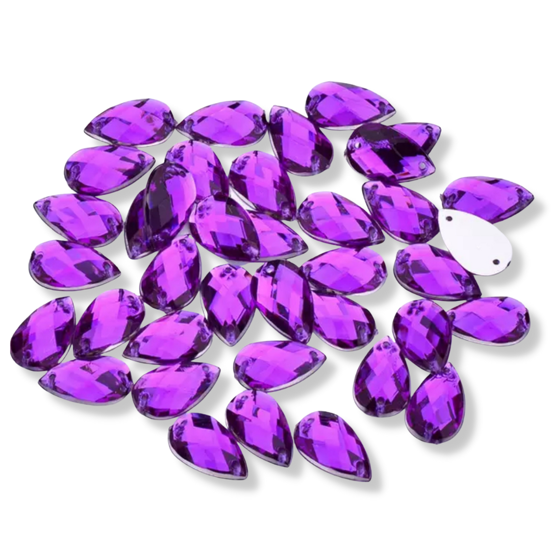 Resin Sew on Teardrop - DARK PURPLE