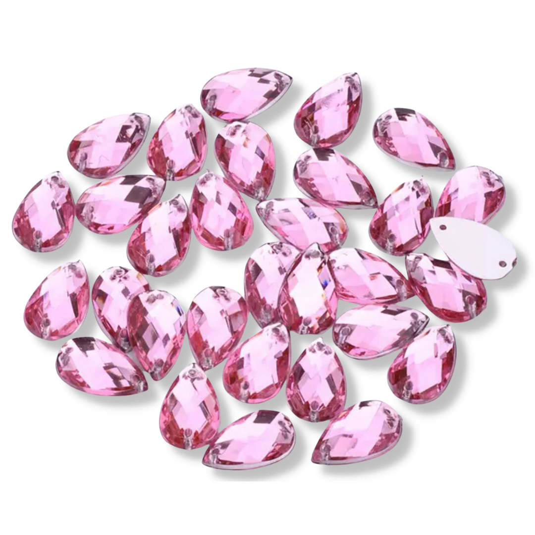 Resin Sew on Teardrop - LIGHT PINK