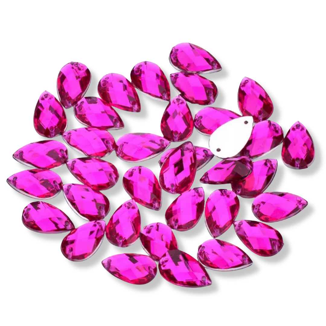 Resin Sew on Teardrop - ROSE