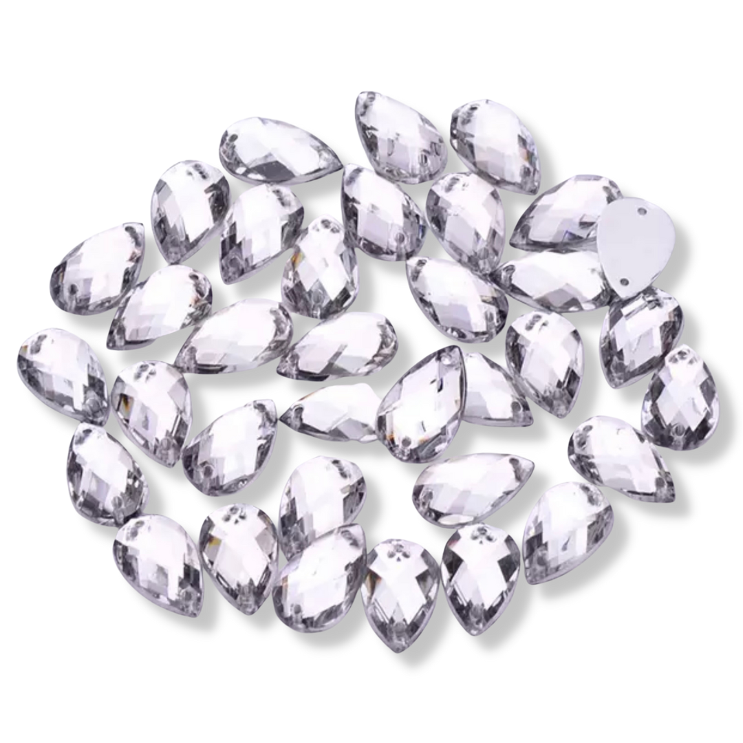 Resin Sew on Teardrop - CRYSTAL CLEAR