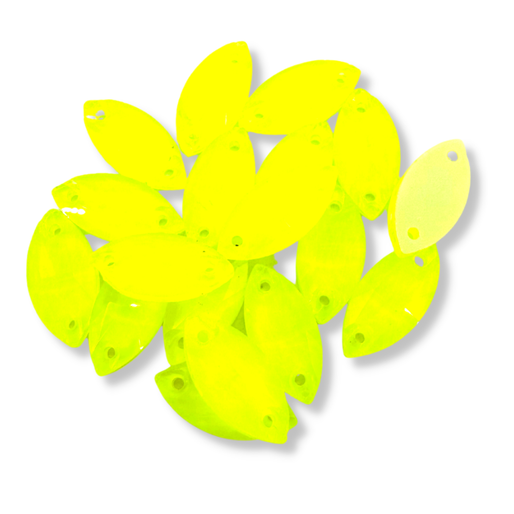 Glass Sew On Navette - NEON YELLOW