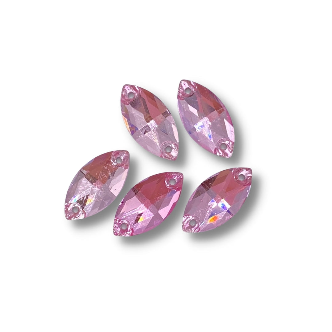 Glass Sew On Navette - LIGHT PINK