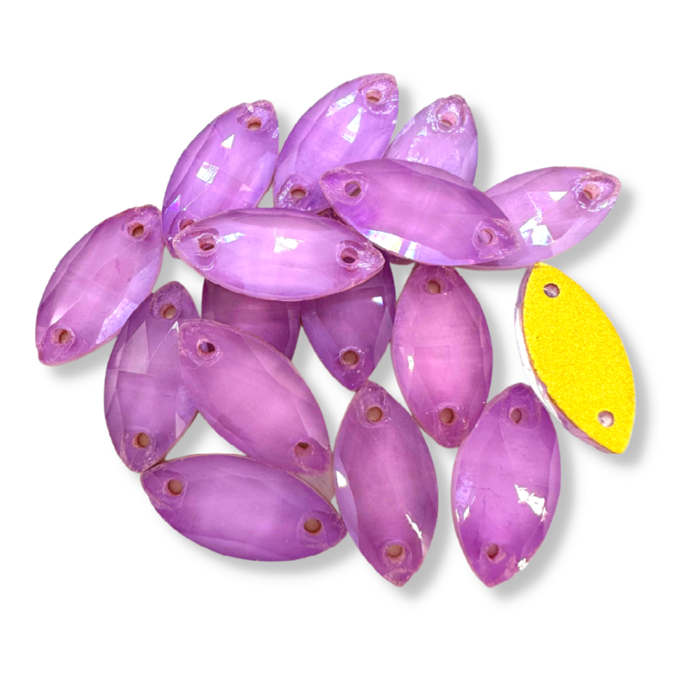 Glass Sew On Navette - JELLY CANDY VIOLET
