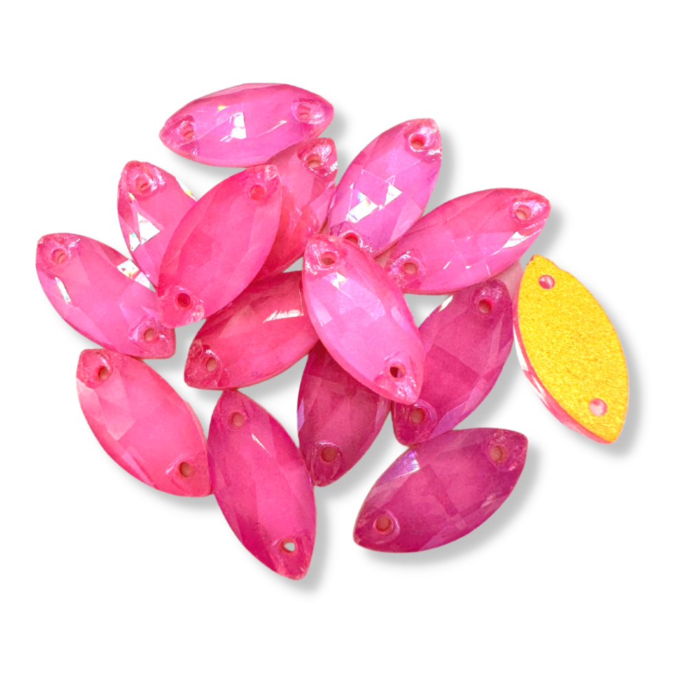 Glass Sew On Navette - JELLY CANDY ROSE