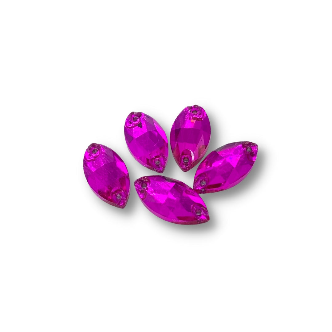 Glass Sew On Navette - FUCHSIA