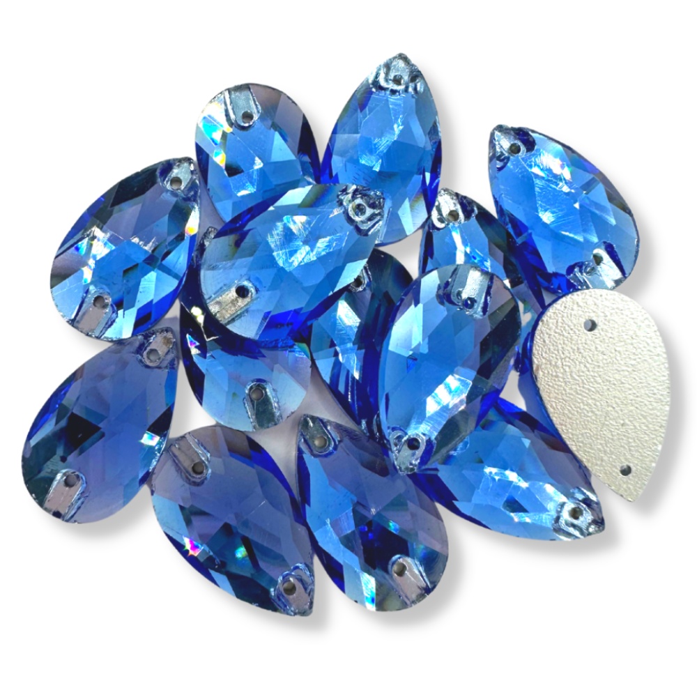 Glass Sew on Teardrop - LIGHT SAPPHIRE