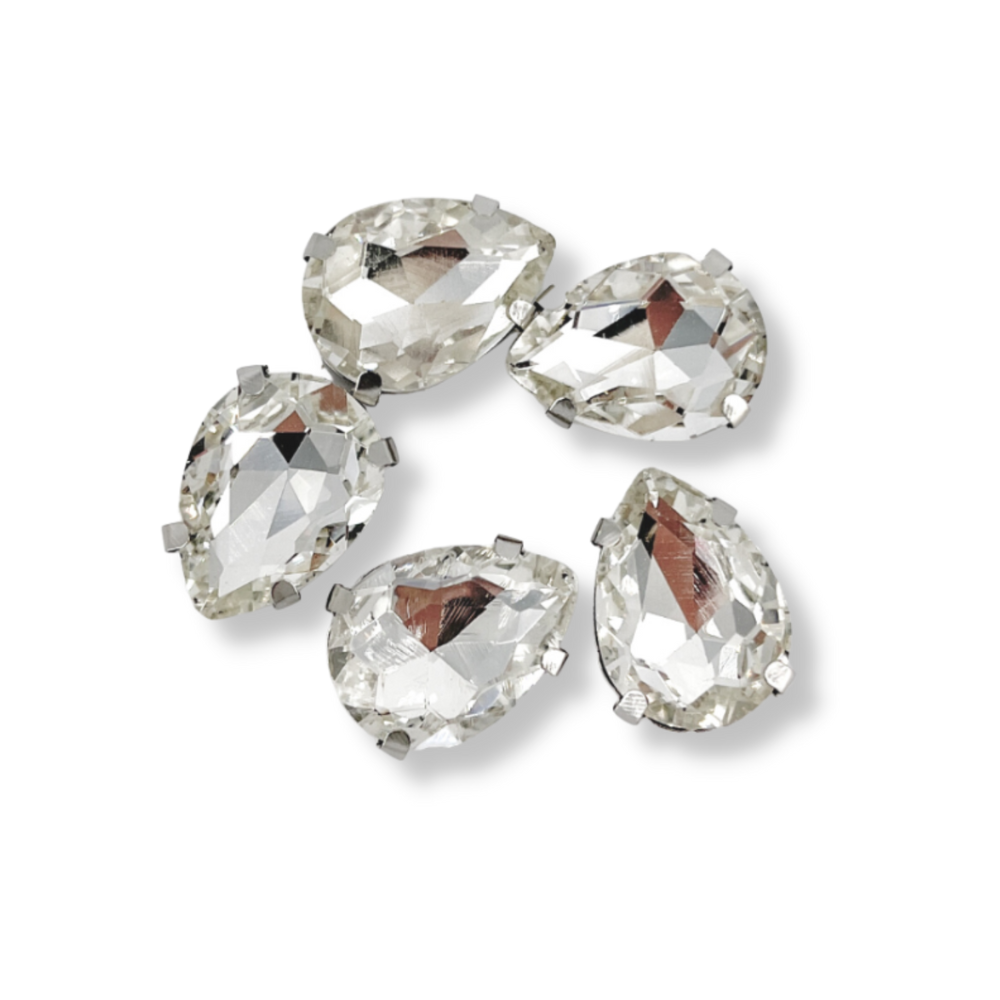 Glass Claw Teardrop - CRYSTAL CLEAR