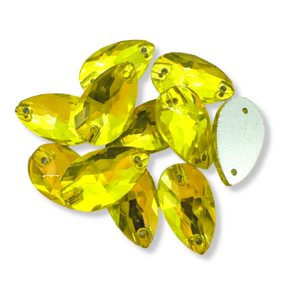 Glass Sew On Teardrop - CITRINE