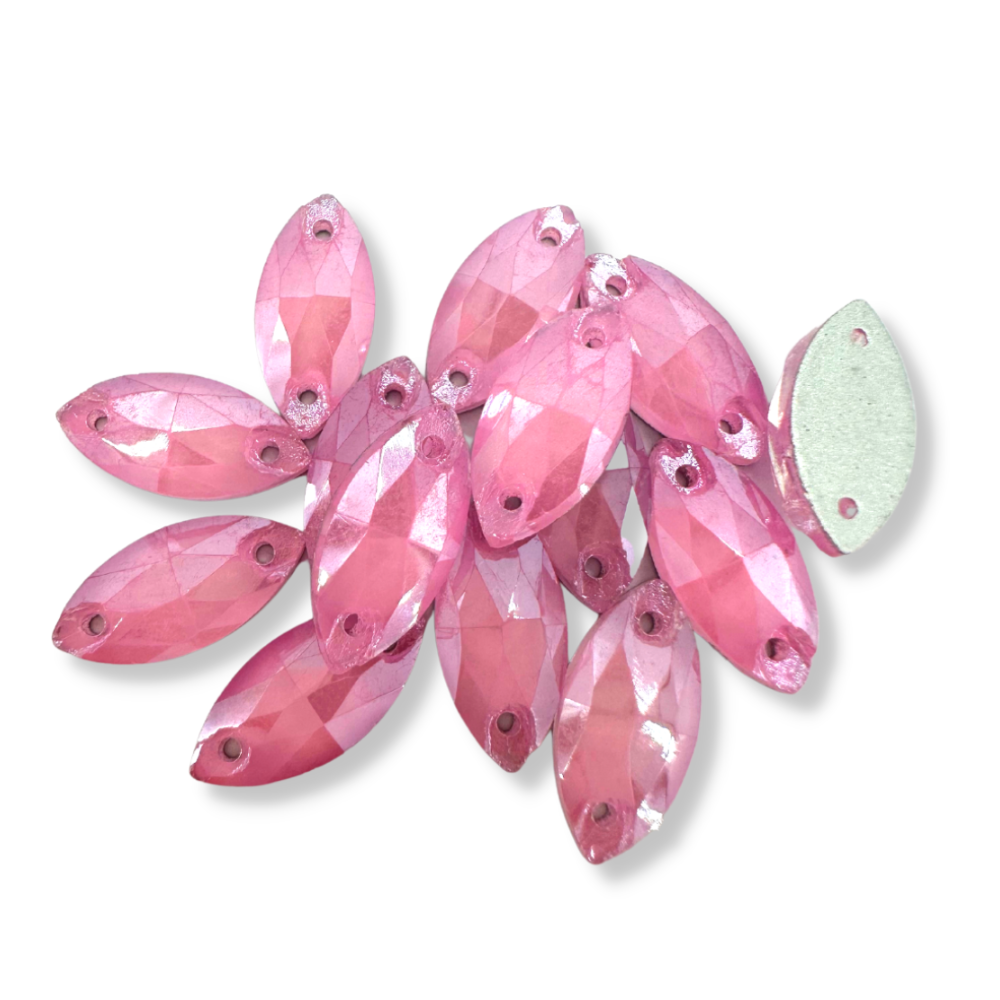 Glass Sew On Navette - JELLY CANDY PINK