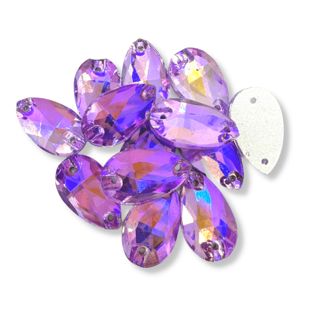 Glass Sew On Teardrop - LIGHT AMETHYST AB