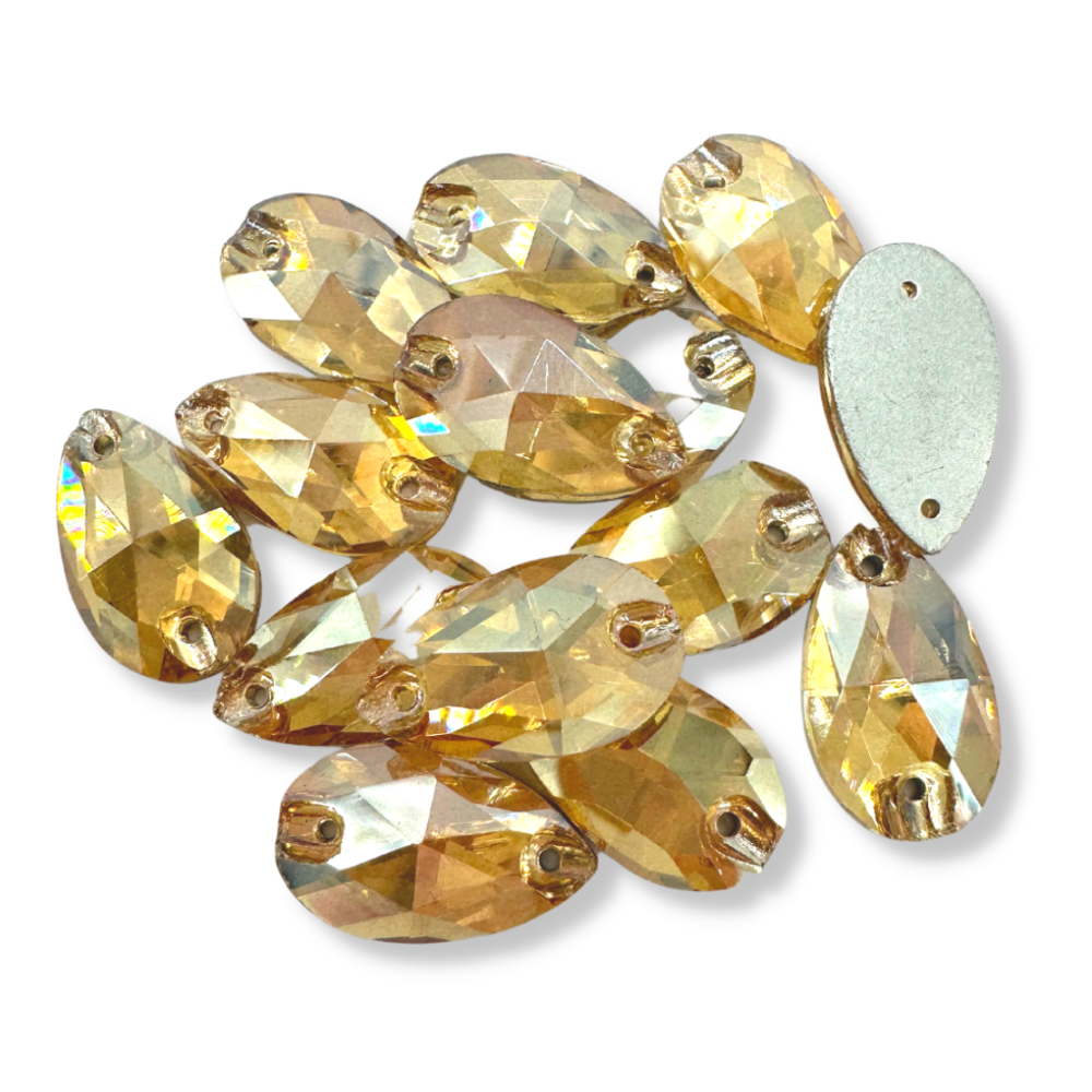 Glass Sew On Teardrop - CHAMPAGNE