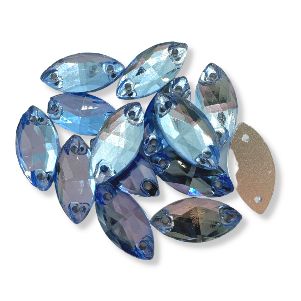 Glass Sew On Navette - LIGHT SAPPHIRE