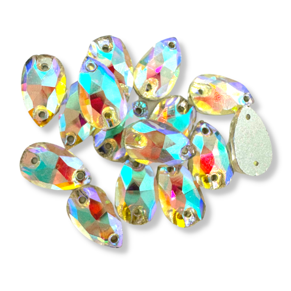 Glass Sew On Teardrop - CRYSTAL AB