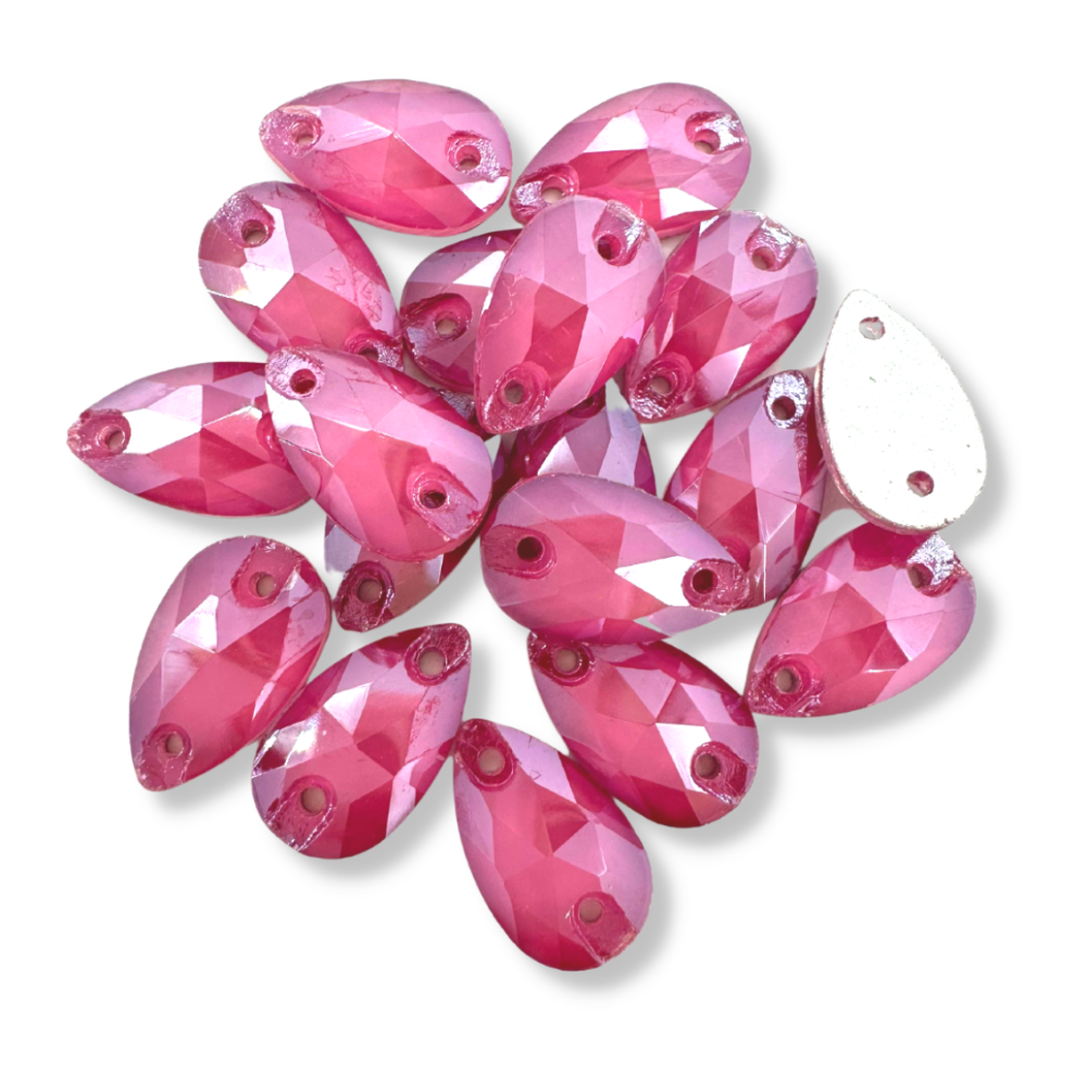 Glass Sew On Teardrop - JELLY CANDY INCARNADINE PINK