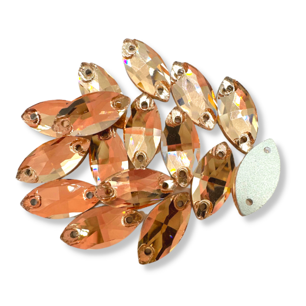 Glass Sew On Navette - CHAMPAGNE
