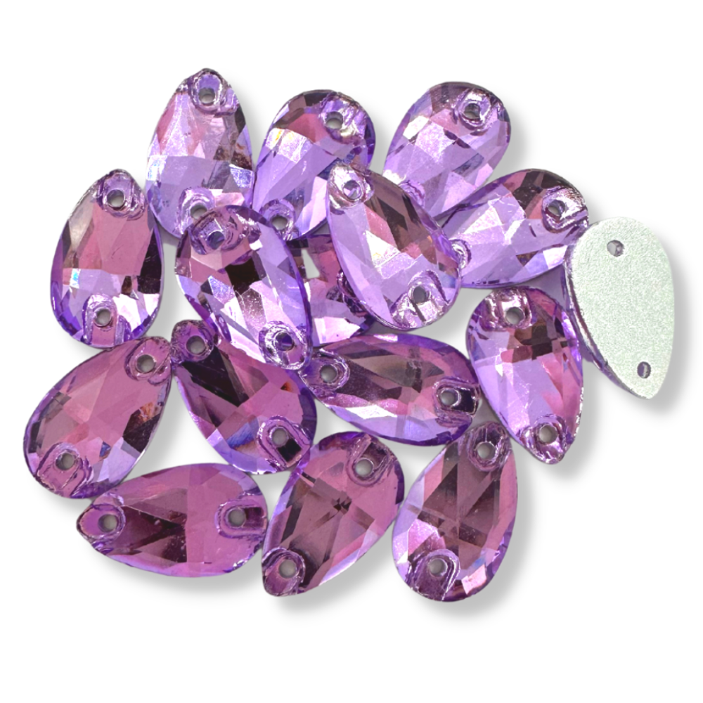 Glass Sew On Teardrop - LIGHT AMETHYST