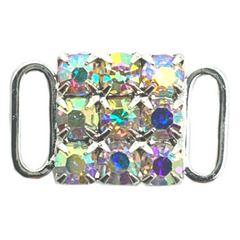 Figure Connector Set - Strap: 2 Row 4mm AB Crystals, Middle: 3 Row 4mm AB Crystals - 2cm