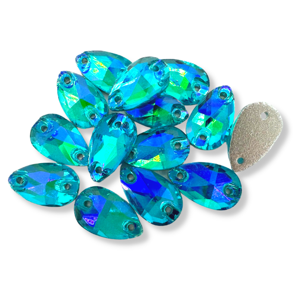 Glass Sew on Teardrop - AQUAMARINE AB