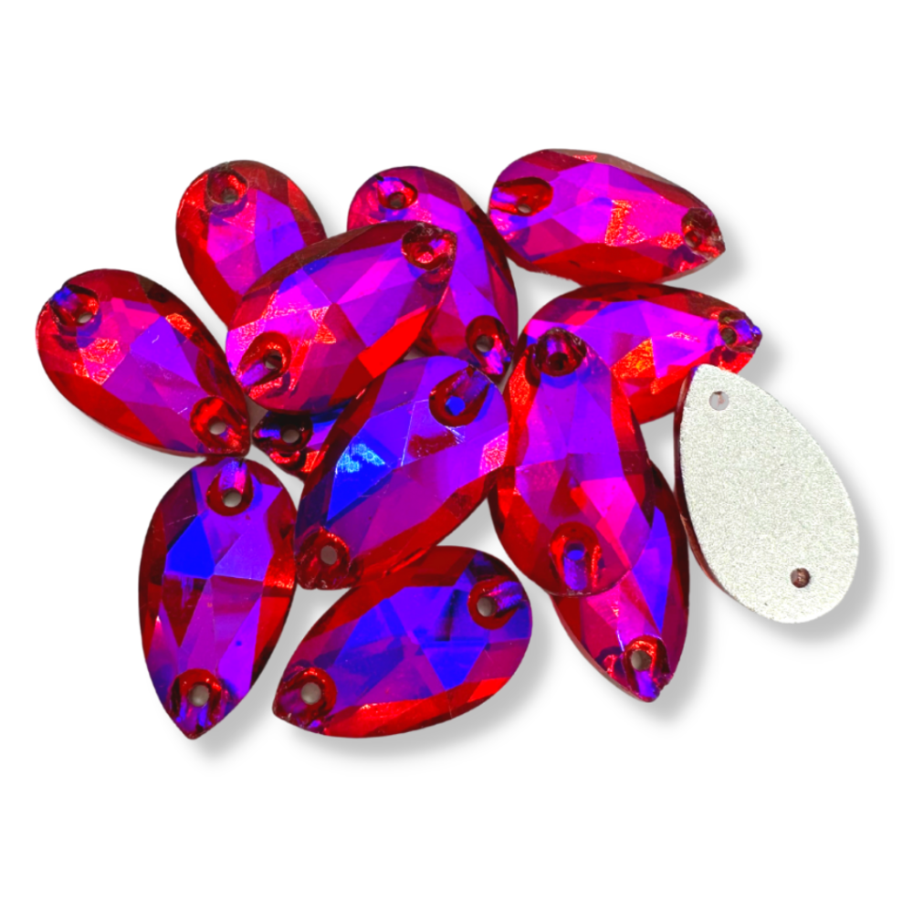 Glass Sew On Teardrop - LIGHT SIAM AB