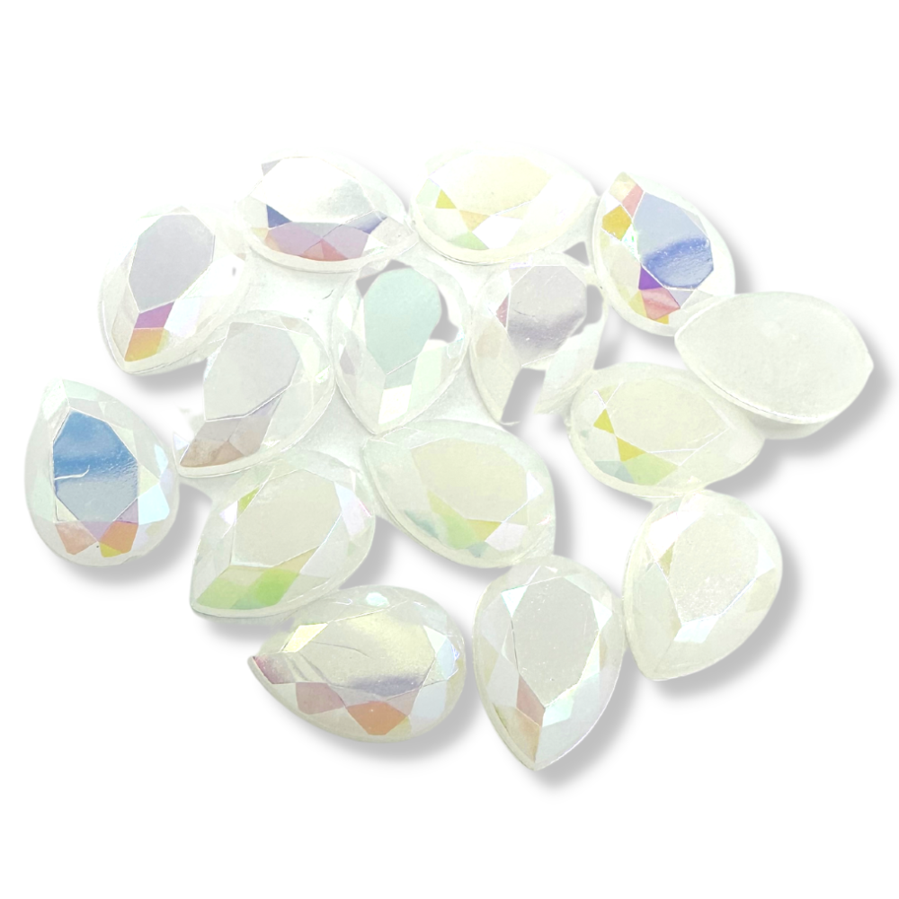 Opal Flat Back Teardrop - White AB