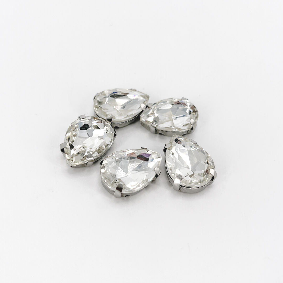 Glass Claw Teardrop - CRYSTAL CLEAR