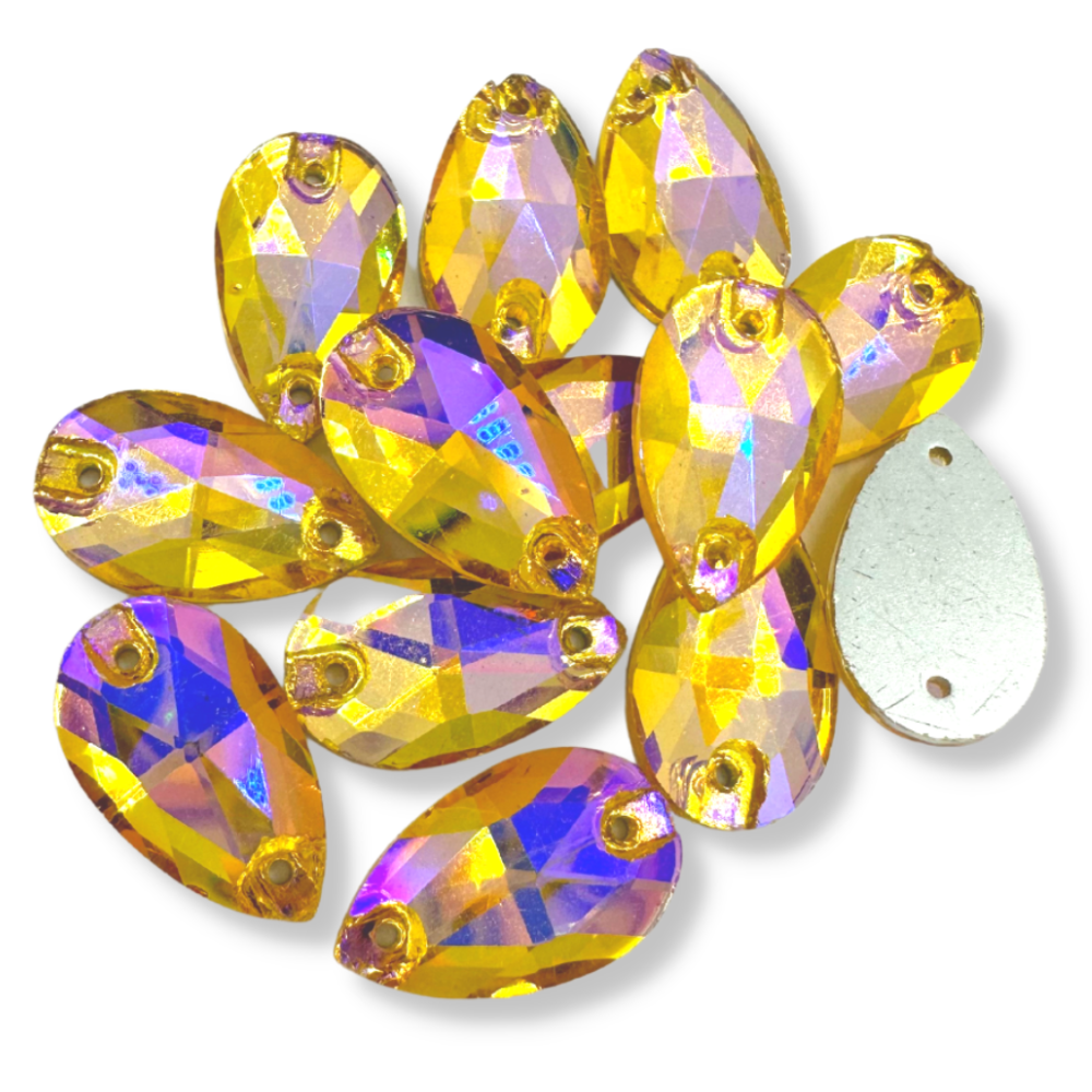 Glass Sew On Teardrop - TOPAZ AB