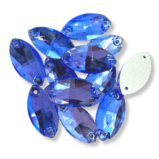 Glass Sew On Navette - LIGHT SAPPHIRE