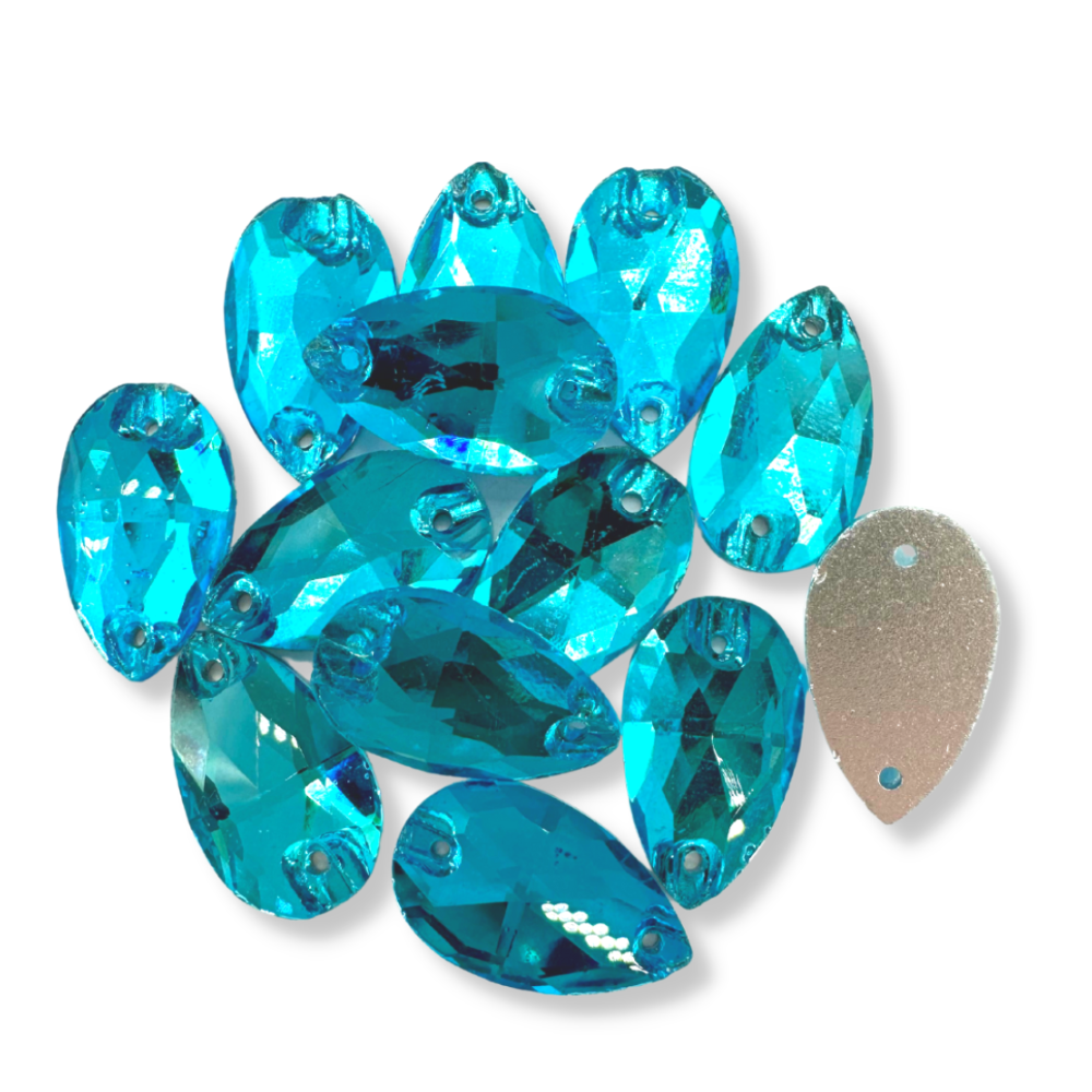 Glass Sew on Teardrop - AQUAMARINE