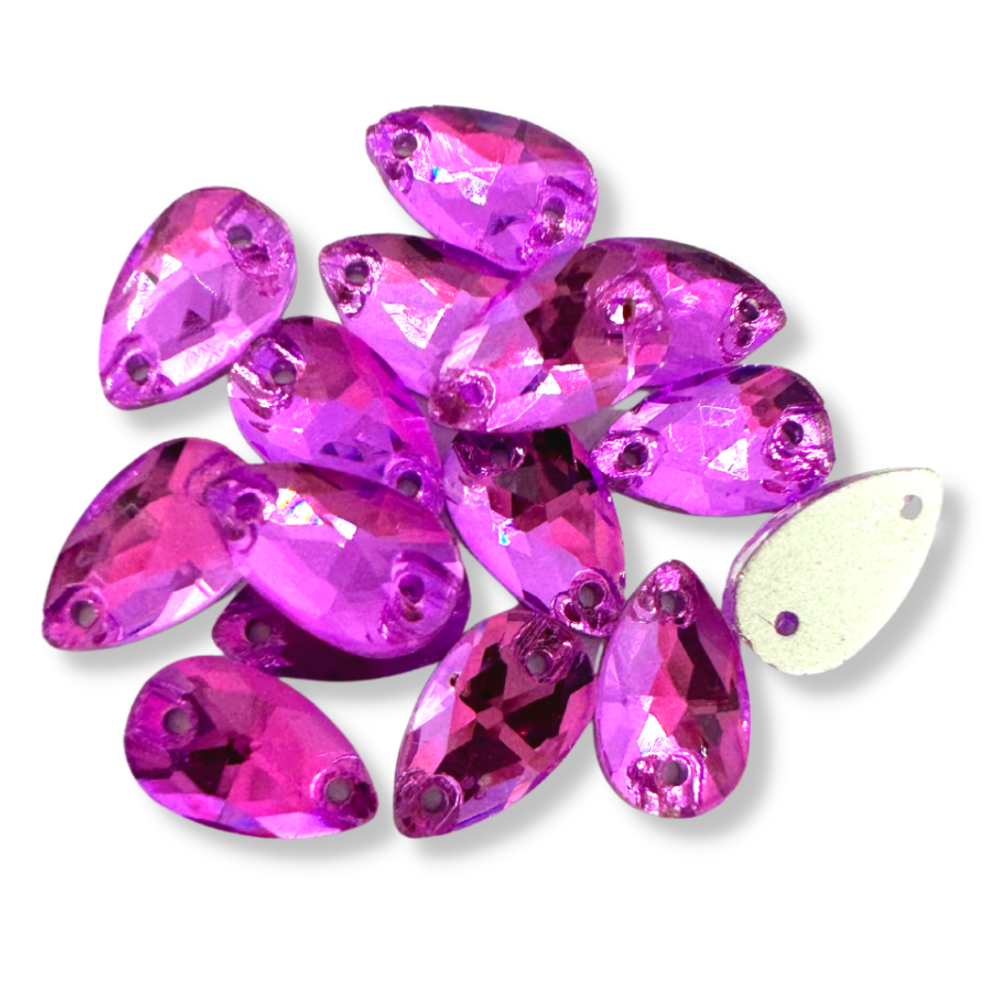 Glass Sew On Teardrop - ORCHID
