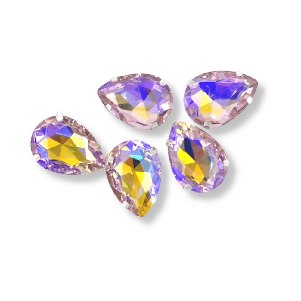 Glass Claw Teardrop - LIGHT ROSE AB