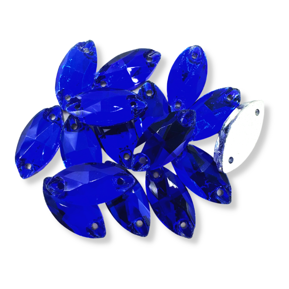 Glass Sew On Navette - SAPPHIRE