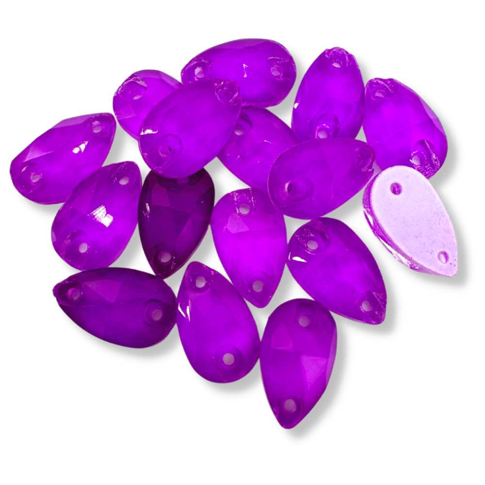 Glass Sew On Teardrop - NEON DARK AMETHYST