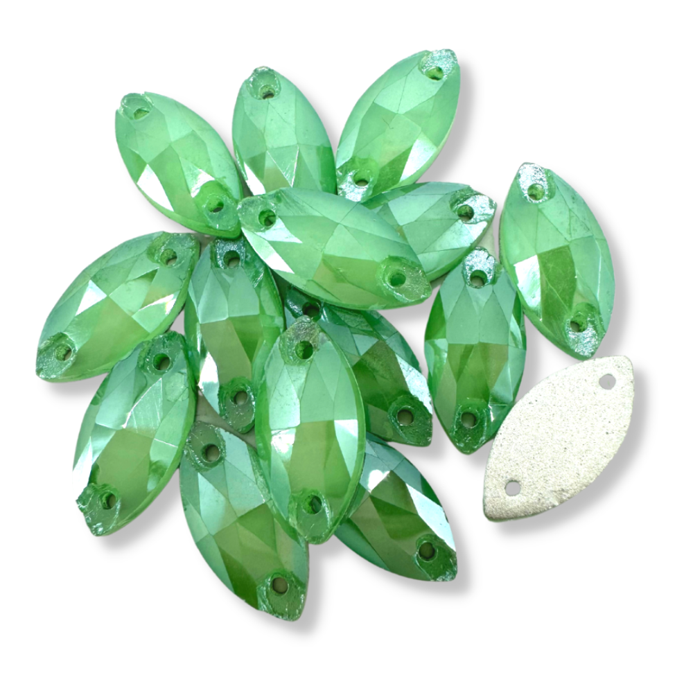 Glass Sew On Navette - JELLY CANDY PERIDOT