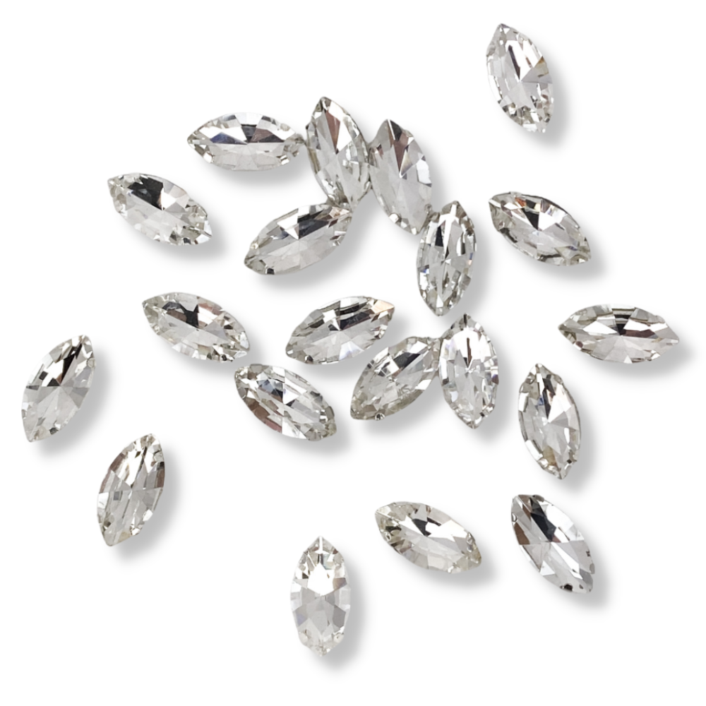 Glass Claw Navette - CRYSTAL CLEAR
