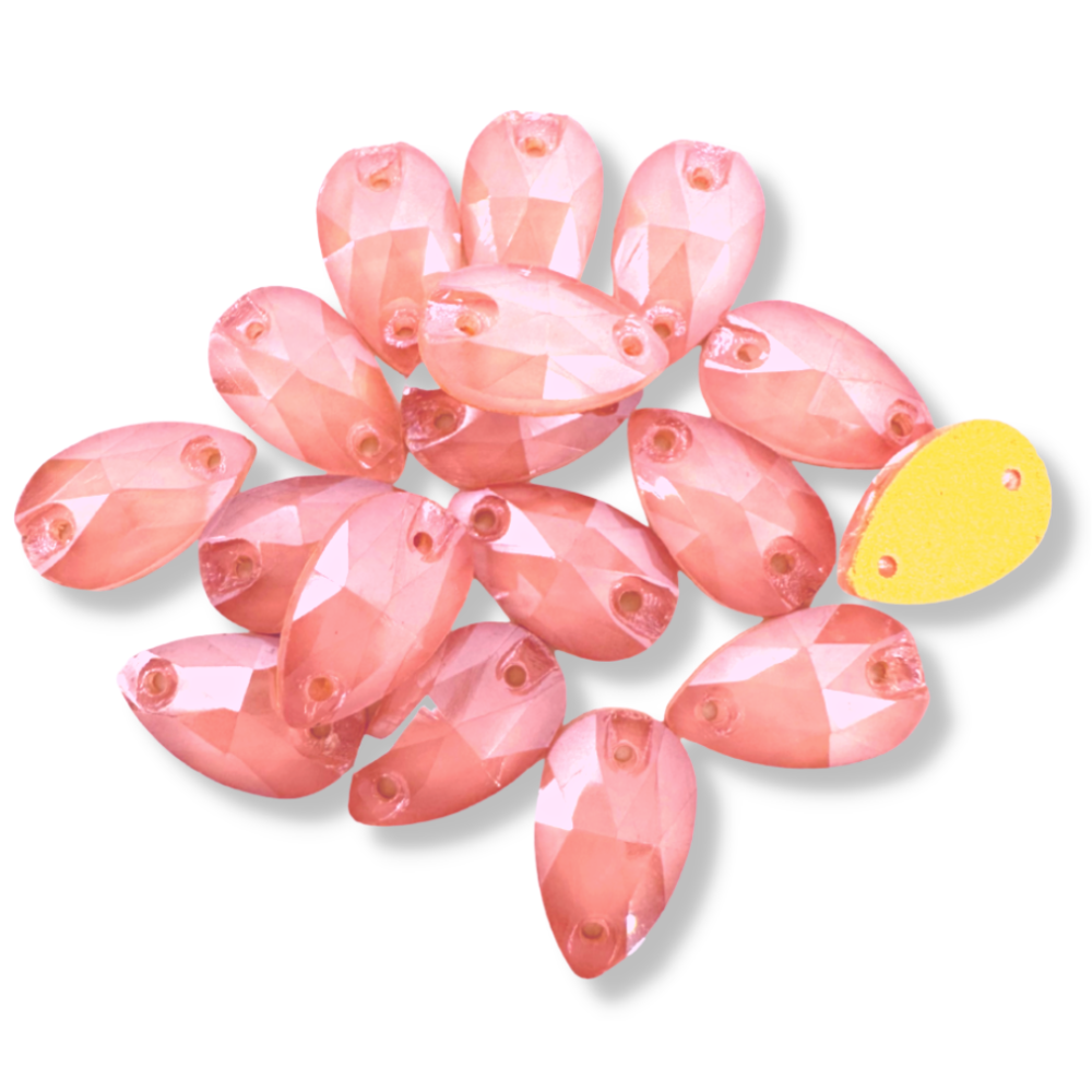 Glass Sew On Teardrop - JELLY CANDY PINK