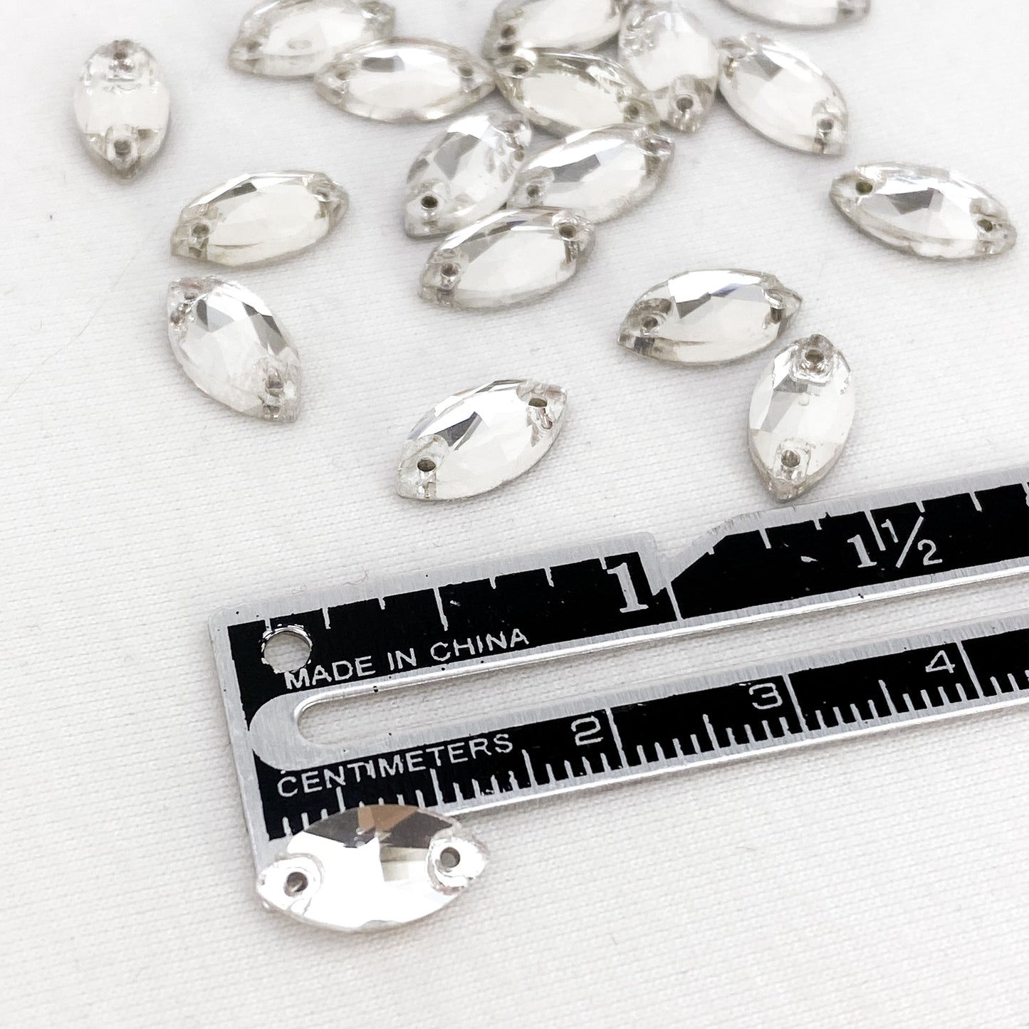 Glass Navette Flat Back - CRYSTAL CLEAR