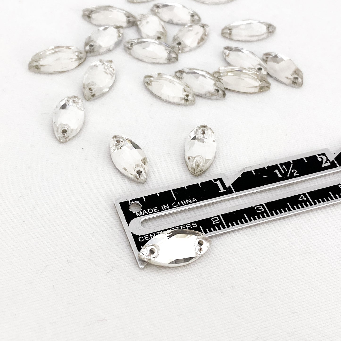 Glass Navette Flat Back - CRYSTAL CLEAR