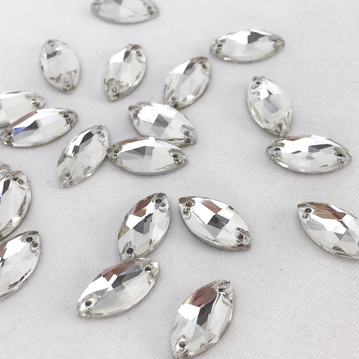 Glass Navette Flat Back - CRYSTAL CLEAR