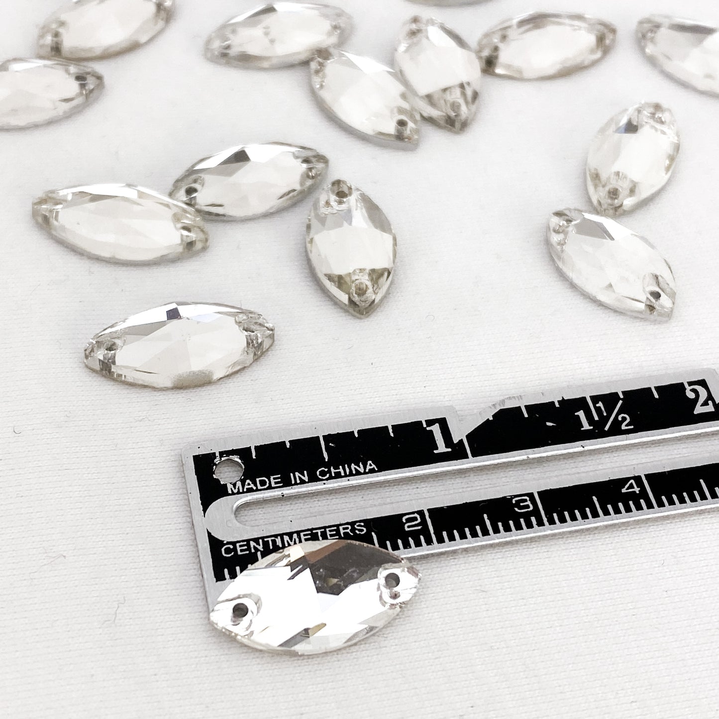 Glass Navette Flat Back - CRYSTAL CLEAR