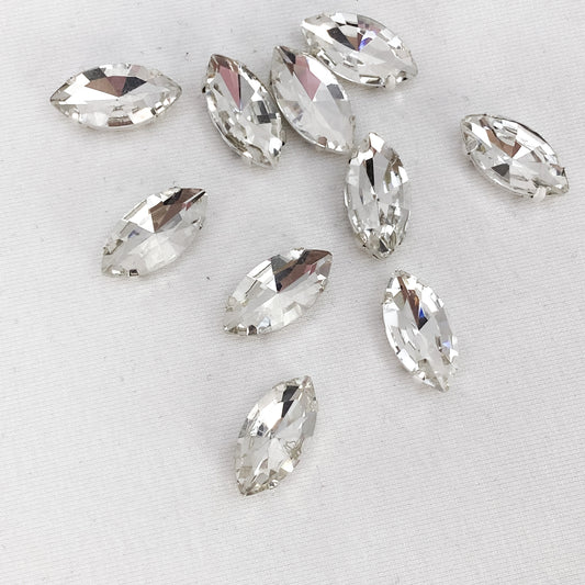 Glass Claw Navette - CRYSTAL CLEAR