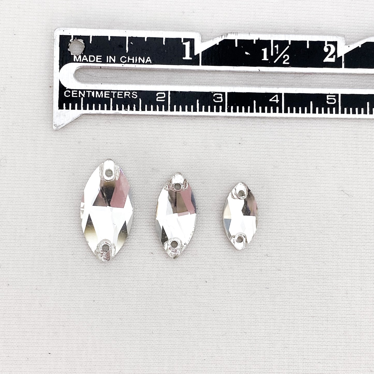 Glass Navette Flat Back - CRYSTAL CLEAR