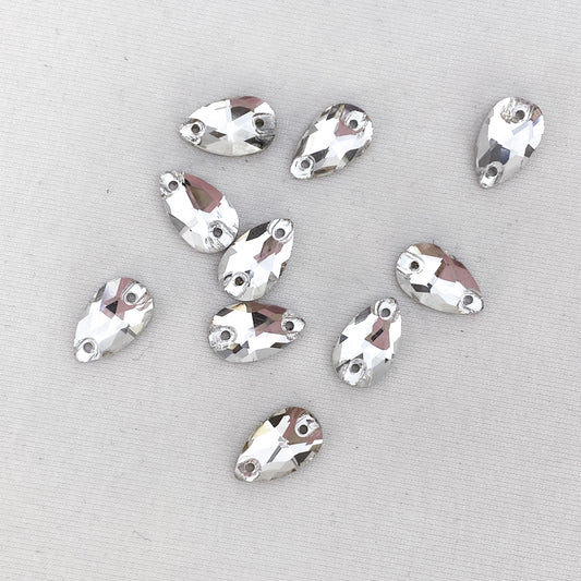 Glass Teardrop Flat Back - CRYSTAL CLEAR