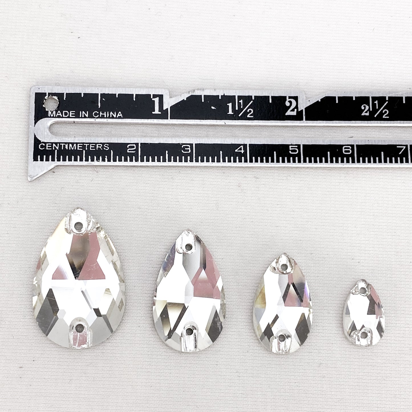 Glass Teardrop Flat Back - CRYSTAL CLEAR