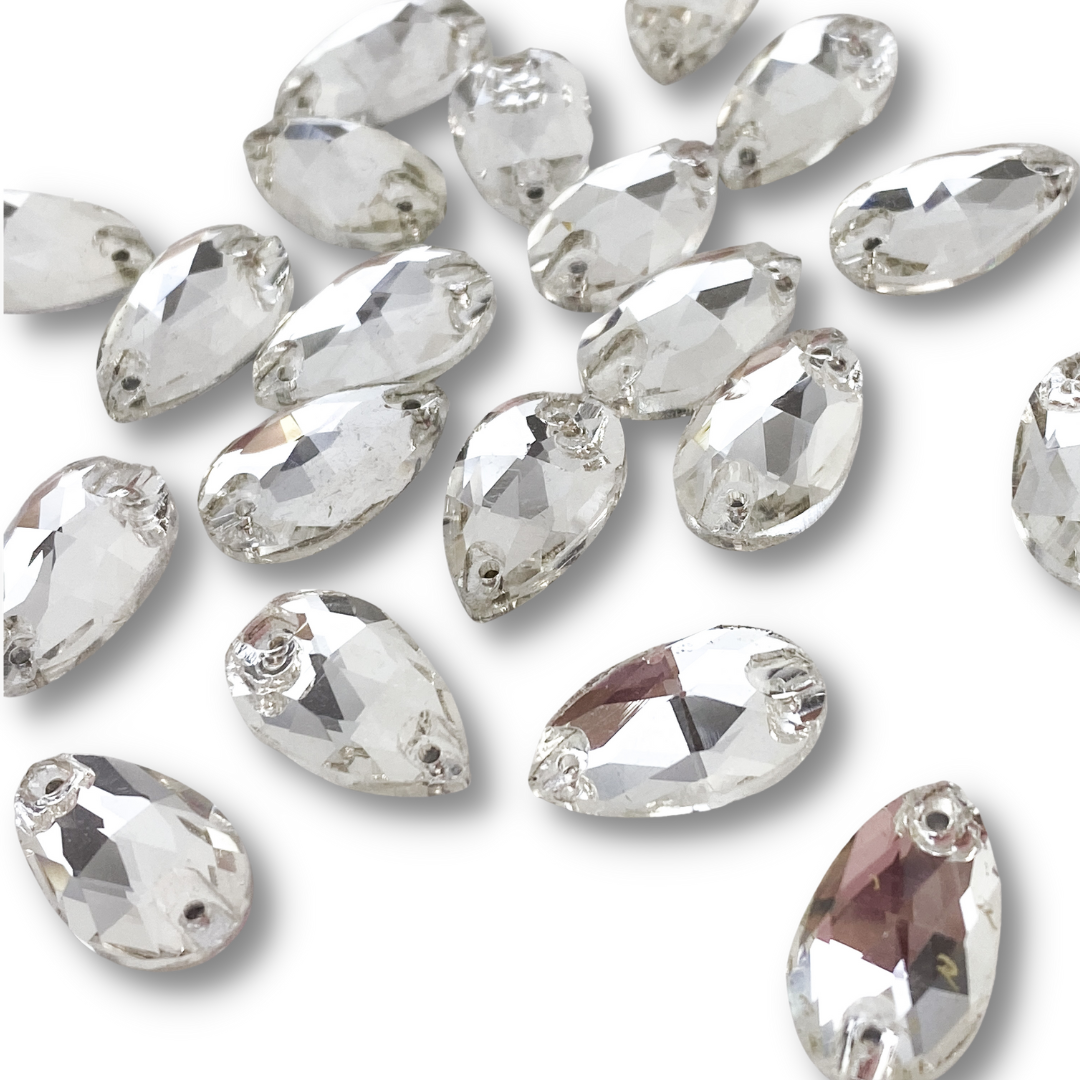 Glass Teardrop Flat Back - CRYSTAL CLEAR